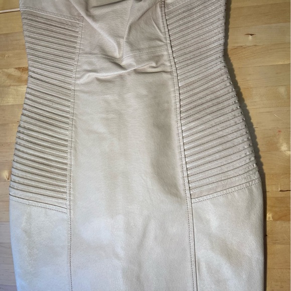 Warehouse Cream Leather Pencil Dress UK size 8 - Picture 3 of 12
